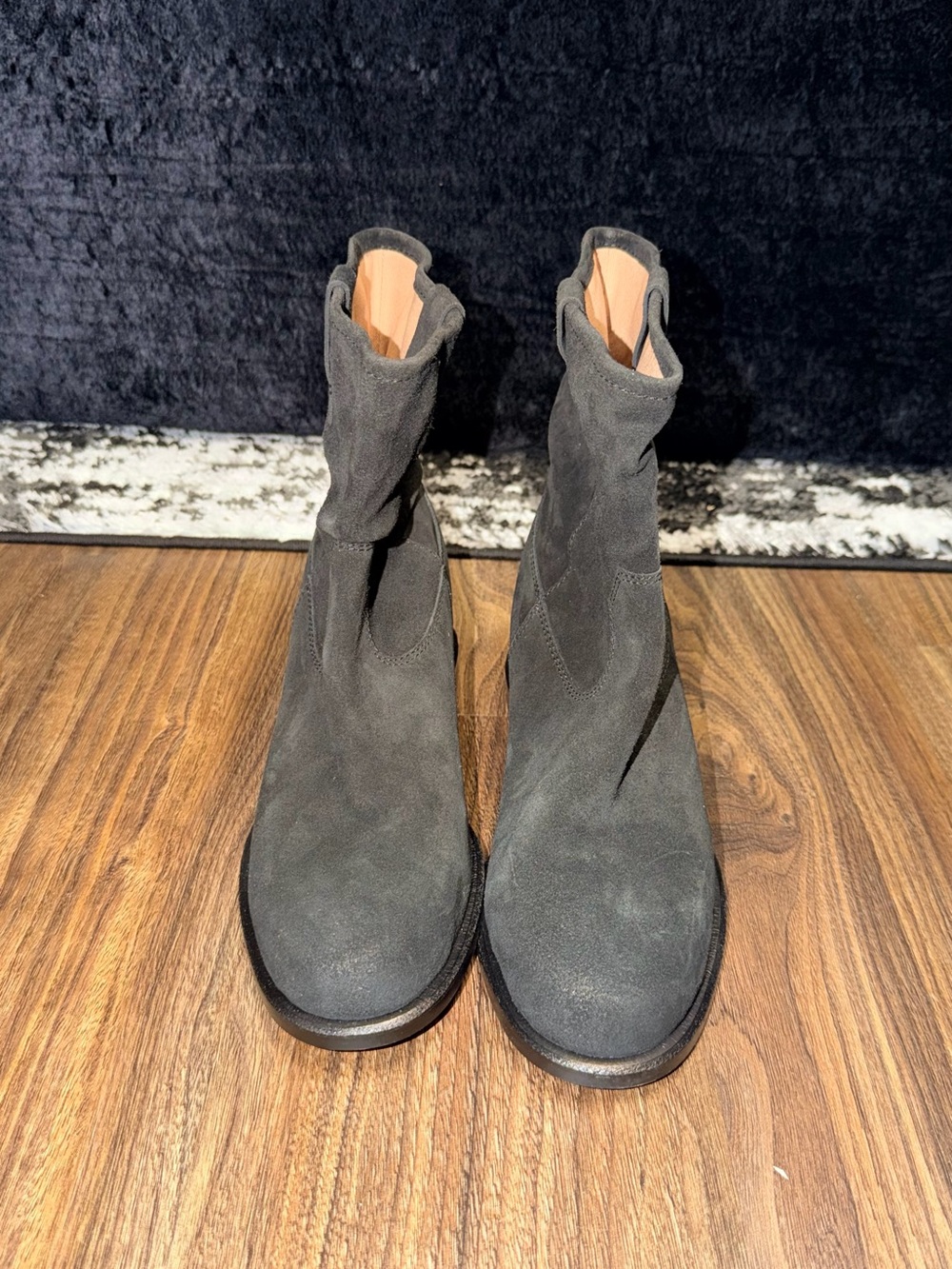 Women’s Gray Suede Mid-Calf Boots - Stylish Everyday Wear/ NWOB
